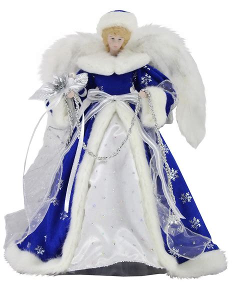 blue and silver angel christmas tree topper|expensive christmas tree topper.